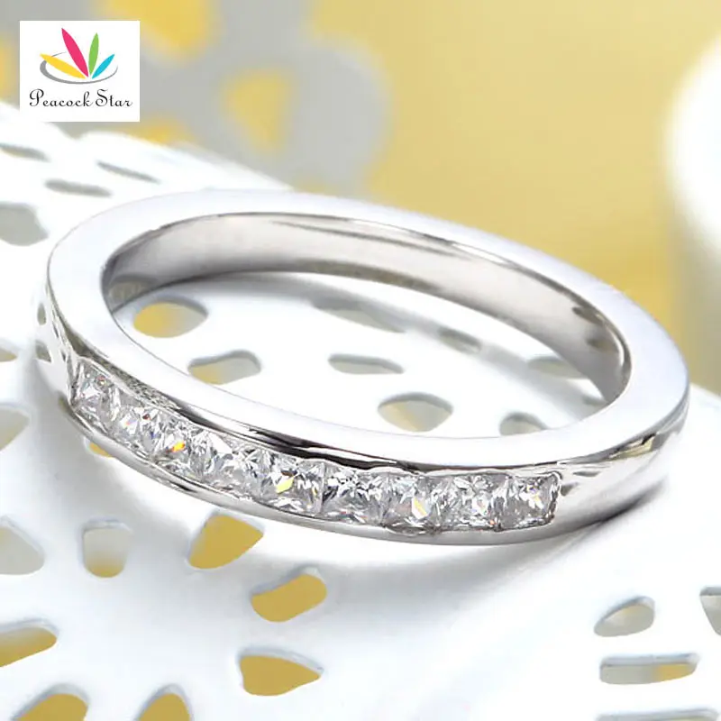 Peacock Star Princess Cut Solid 925 Sterling Silver Wedding Ring Band Jewelry CFR8071