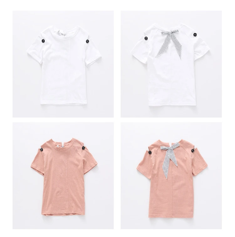 bow off shoulder cotton t shirt for girls kid 10 11 12 years clothes summer 2018 casual tees tops for baby big girls clothing (6)