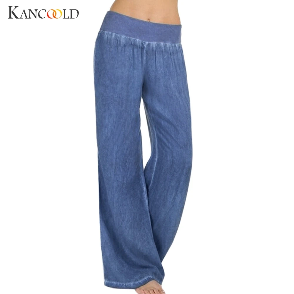 

KANCOOLD Pants Women Casual High Waist Elasticity Denim Wide Leg Palazzo Pants Jeans Trousers loose new pants woman 2018dec31