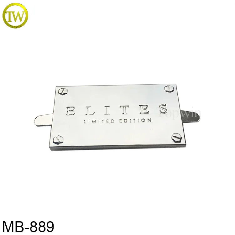 

MB889 Custom silver color bag logo plate label metal clothing logos metal labels