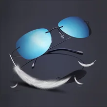 57 18 140 new B ultra light titanium Polaroid polarizing color film rimless Sunglasses Unisex Sunglasses