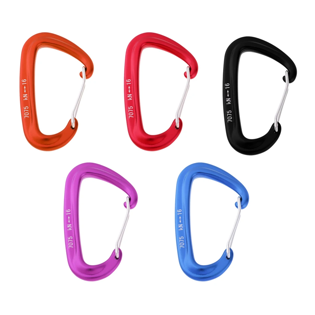 5Pcs 16kN Aluminum Wire Gate Carabiners for Climbing Rescue Hammock Swing Climbing Rescue Arborist Swing Yoga Hook