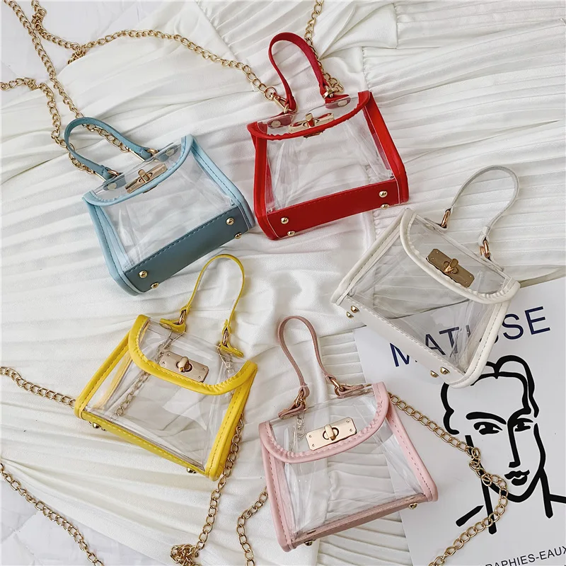 

Clear Children Mini Tote Bag 2019 Famous Brand Designer New Messenger Shoulder Bag Candy Girl Transparent Handbag Baby Satchel