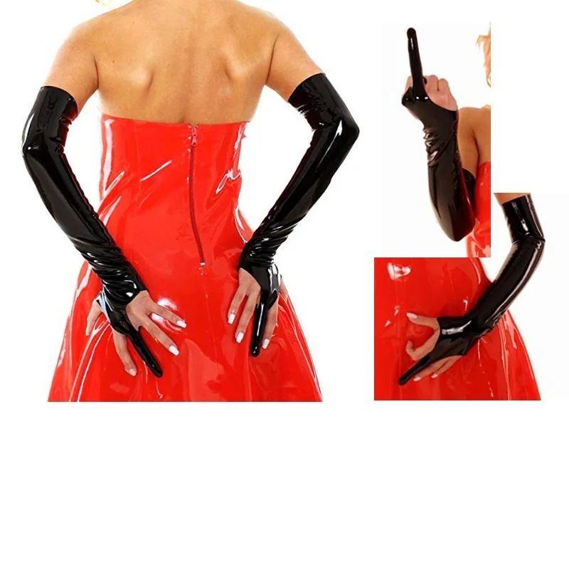 

Latex Gloves Long to Shoulder or Elbow mitten ONE finger sexy Slim PINK black