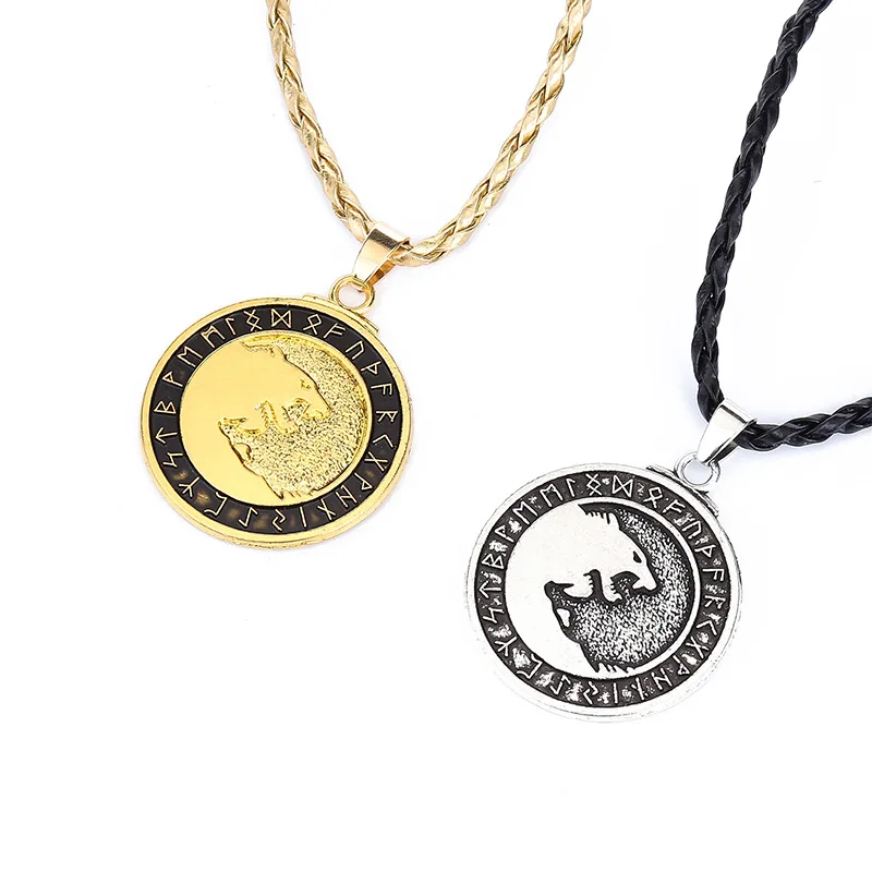 

HOMOD Antique Silver Wolf Head Necklace Pendant Animal Power Norse Viking Amulet Necklaces Pendants Men Women Gift Jewelry