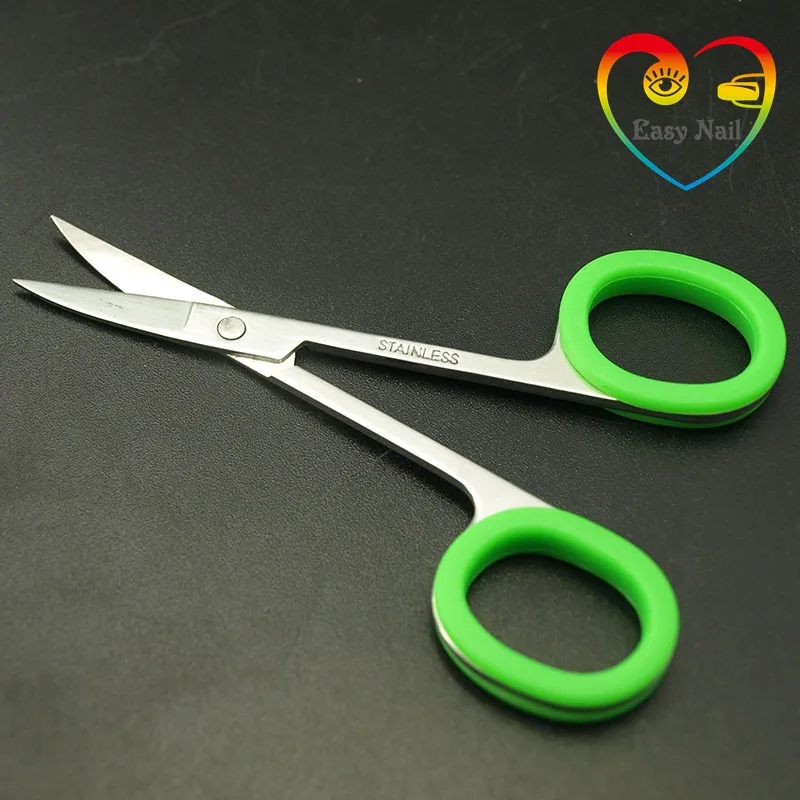 

EasyNail 10pcs cuticle Scissors Stainless Steel with Green Silicone Ring Eyebrow Trimmed Makeup Tools Beauty Scissors Gauze Cut.