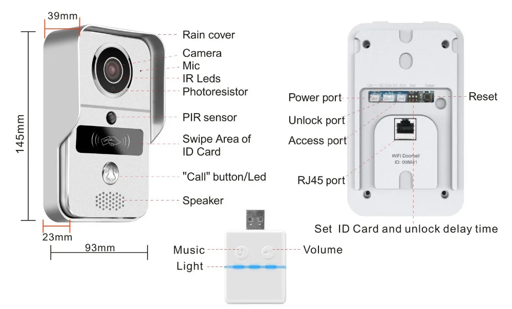 Wifi система внутренней связи IP видео дверной телефон беспроводной wifi дверной звонок с HD камерой вызов на android/ios Телефон/планшет