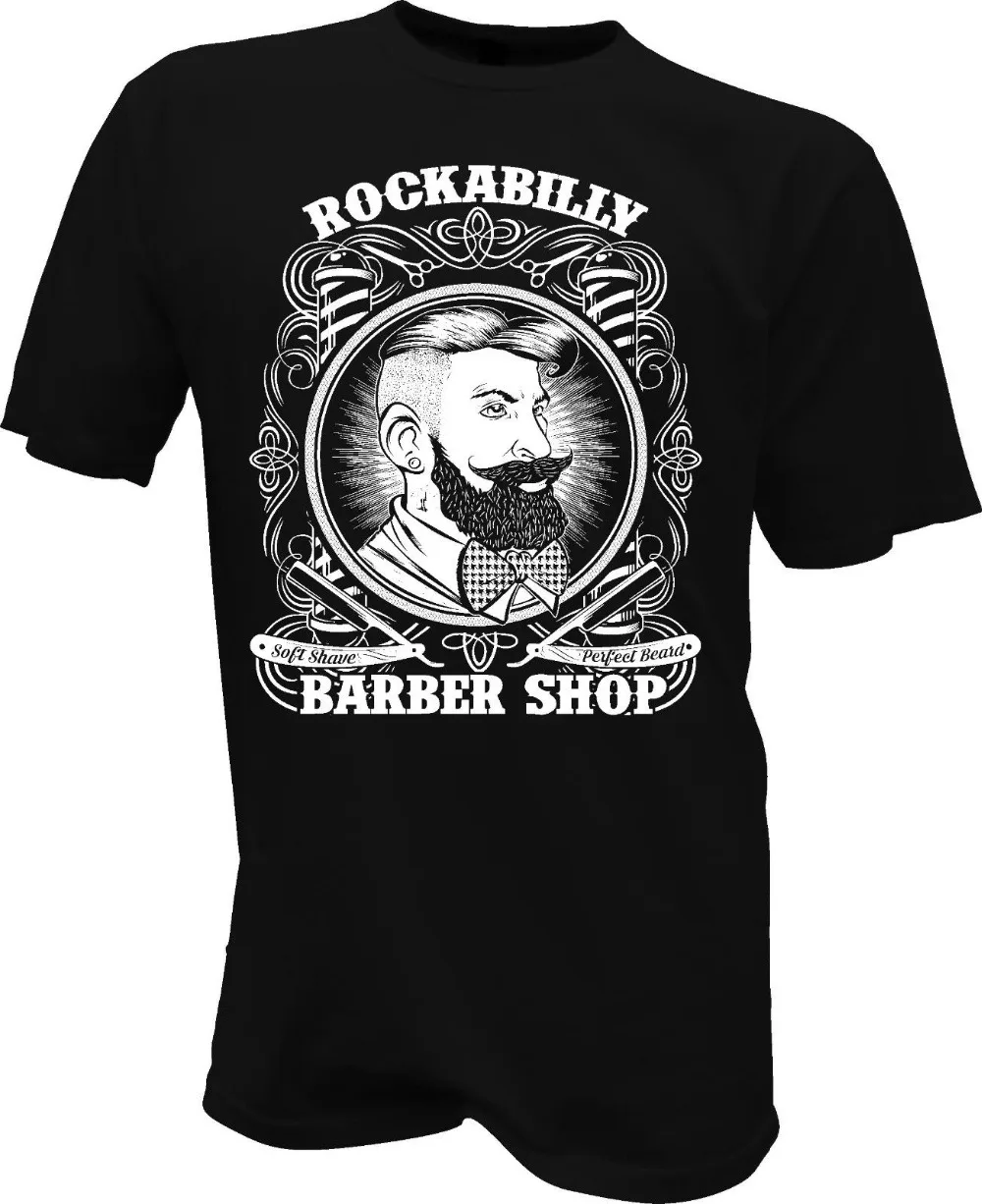 

T-Shirt Beard Skull Friseur Barber Rockabilly Biker Retro Bart Barbershop 2019 New Summer Casual O-Neck Basic Photo T Shirts