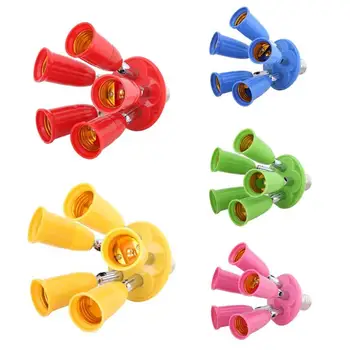 

5 in 1 E27 to E27 Adjustable Colorful Base Socket Splitter LED Lamp Holder Lamp Bases Fireproof Material Light Bulb Base Holder