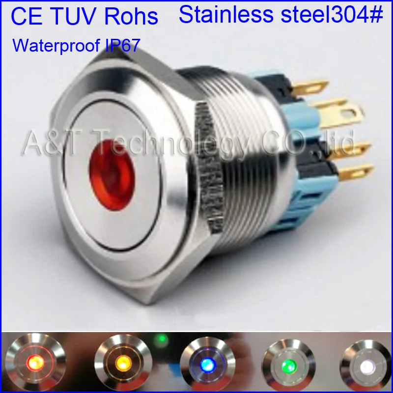 

Automotive 12v 3v 6v 110v 220v 24v Led Momentary Metal Push Button 25MM ,Waterproof IP67 PUSH START SWITCH BOAT/RV/HORN