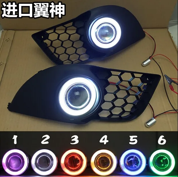 DRL COB angel eye (5 colors) + halogen fog lamp + projector lens + fog lamp cover for MITSUBISHI Lancer EX, 2pcs