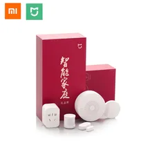 Xiaomi комплекты умного дома 5 в 1, шлюз, датчик окна двери, датчик тела, беспроводной переключатель, умная розетка Zigbee, Подарочная посылка