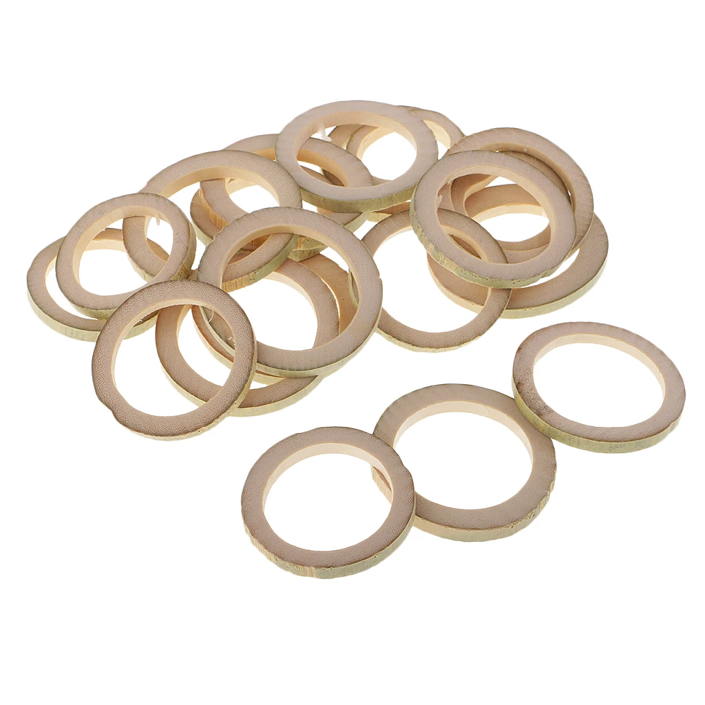 20pcs Natural Round Bamboo Flat Loop Ring Circle Slice Embellishments for Model Making Handmade DIY Craft Toys 35-50mm