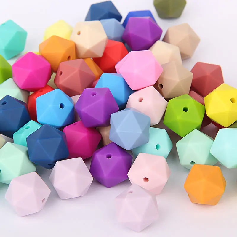 

10pcs/lot 17mm 14mm Hexagon Silicone Beads Baby Teething Soothing Pacifier Chains DIY Necklace Bracelet Accessories Jewe P803