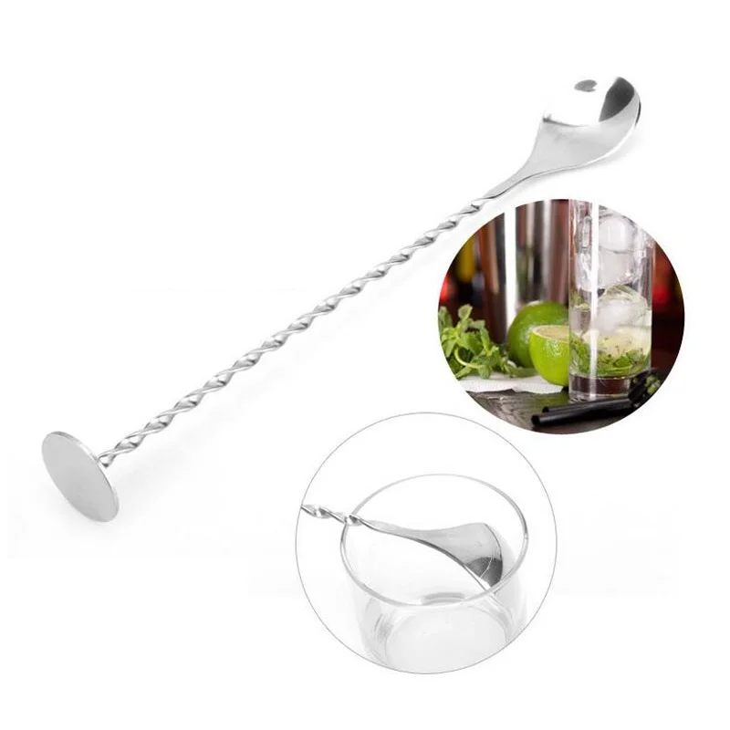 200pcs/lot Stainless Steel Bar Spoon 27.5cm Swizzle Stick Stirrer Bar