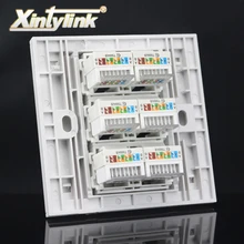 Xintylink rj45 гнездо модульный 6 портов cat5e cat6 Keystone настенная Лицевая панель без инструментов Белая настенная розетка панель 86 мм