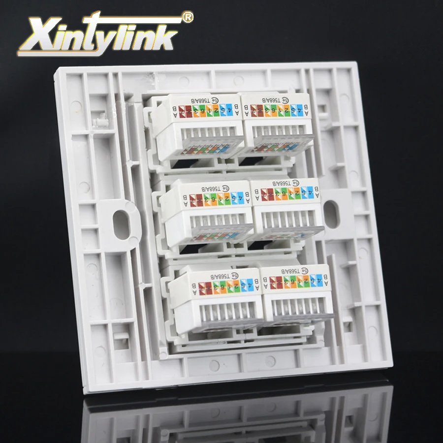 Модульная розетка xintylink rj45 6 портовый разъем cat5e cat6 Keystone настенная Лицевая панель