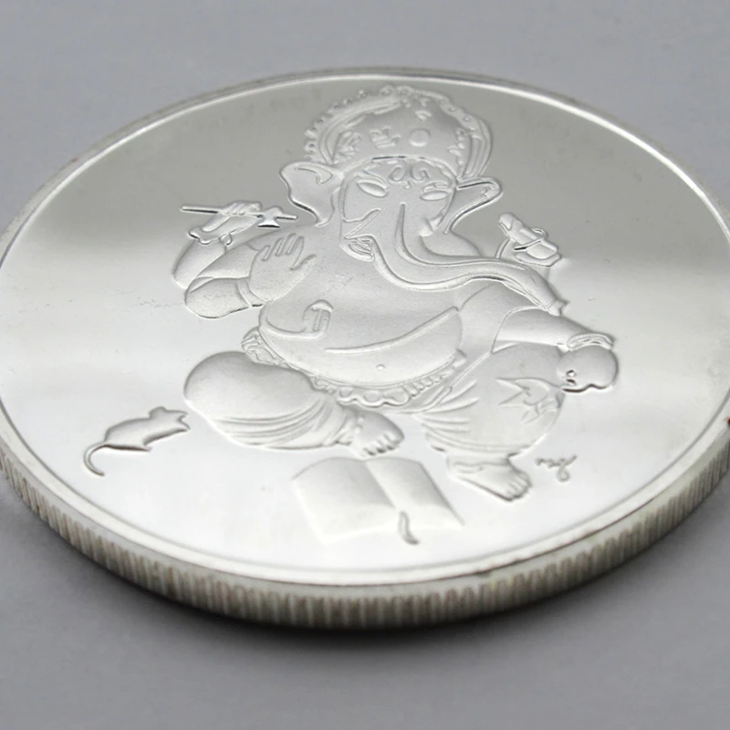 Индийская Ганеша индуизм медаль Серебряная Памятная медаль МОНЕТА сувенир ремесло монета