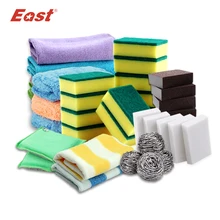 East High Quality Kitchen Cleaning Set Washing Towel Wiping Rags Sponge Scouring Pad Microfiber Dish Cleaning Cloth