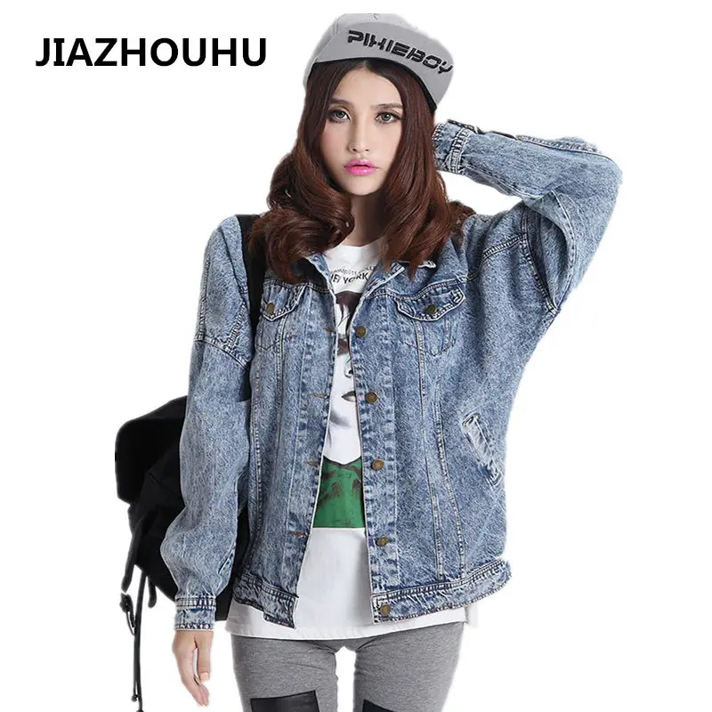 Manteau Pour Femmes Casual Lâche Mode Taille Printemps Vantage Élégante Vestes Bleu Plus 2017 Automne Solide La Denim Jean Veste Cardigan w1qUPR