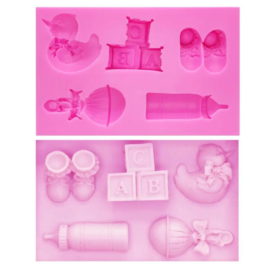 

Duck Bottle Nipple Alphabet Block Shoes Baby Toy Series Silicone Fondant Mold Cookware Mould Cake Decorating Tool
