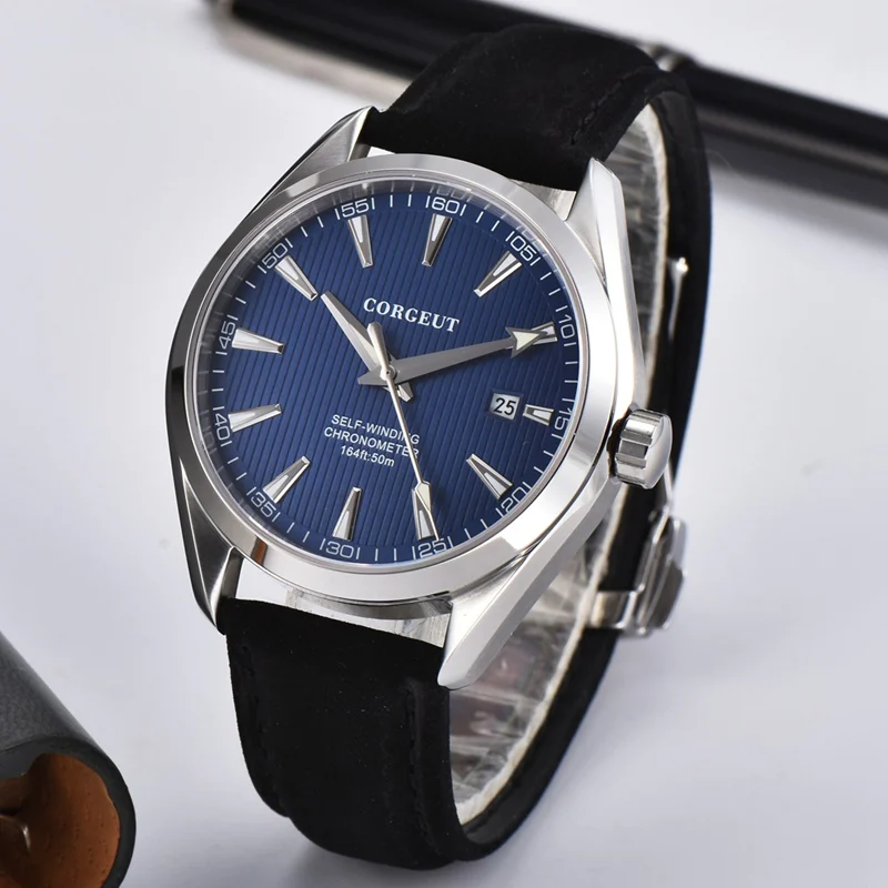 

Corgeut 41mm Mens Automatic Watch Blue Dial Sapphire Glass Mechanical Clock Miyota Mov't Black Strap Watches CA3021BSL