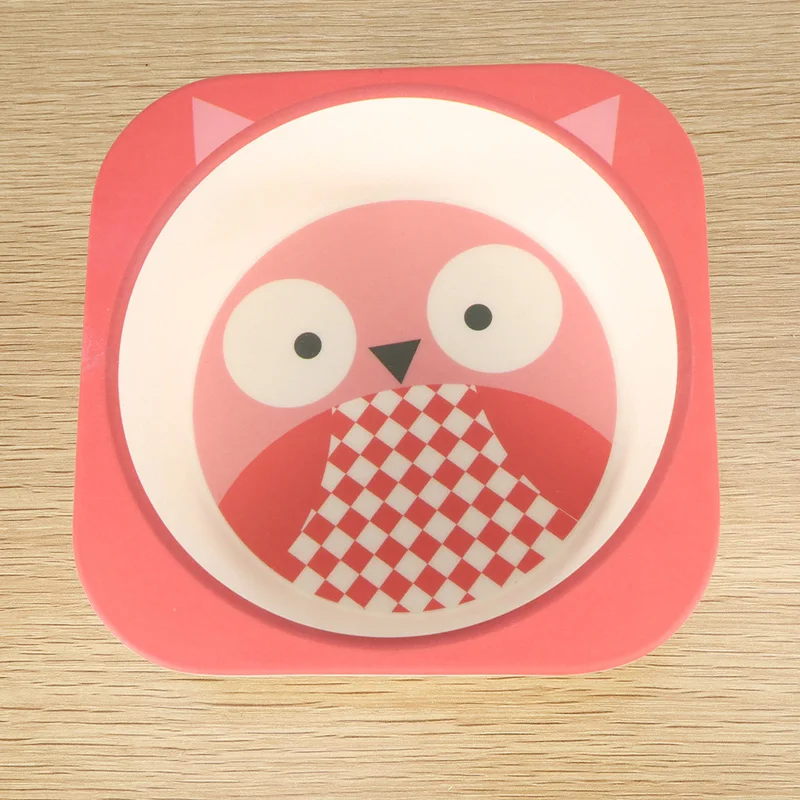 5Pcs Cartoon Bamboo Tableware Animal Baby Feeding Food Bowl Infant Kids Plate Eco-friendly Cute Children Baby Eating Food Bowl