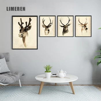 

Vintage Style Deer Poster Print Wall Art Canvas Painting Pictures For Living Room Home Decor No Framed
