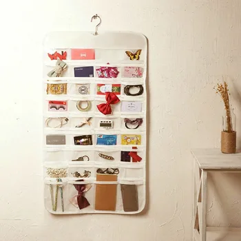 

Earring Bag 80 Pockets Jewelry Hanging Storage Organizer Holder Transparent Business Membership Card Holding Earring Bag