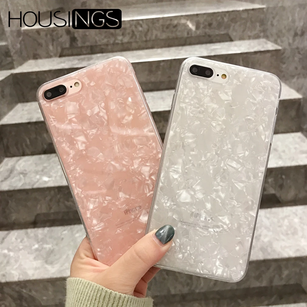 

Luxury Bling Glossy Marble Case For iPhone 7 8 Plus XR XS MAX Glitter Conch Shell Epoxy Soft TPU Cover For iPhone Xs X 6s 6 Plus