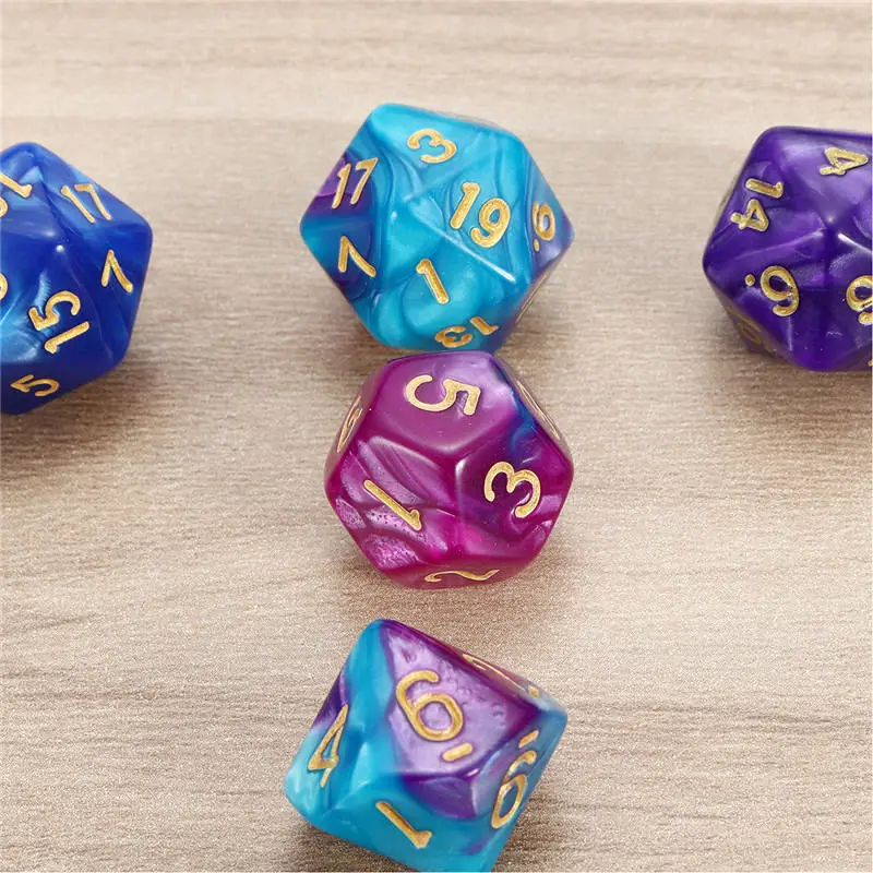 7 шт./компл. TRPG игры Игровые кубики D4, D6, D8, D10, D10%, D12, D20 многогранные кости Вечерние развлечения Настольные игры лучшие подарки