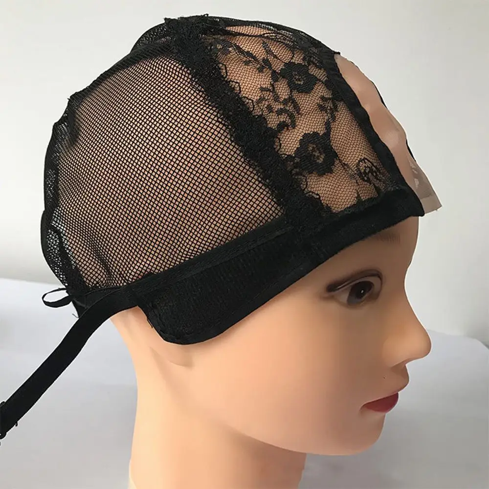 1PC High Quanlity Wig Lace Front Caps For Making Wigs Elastic Straps Black Stretch Breathable Weaving Cap