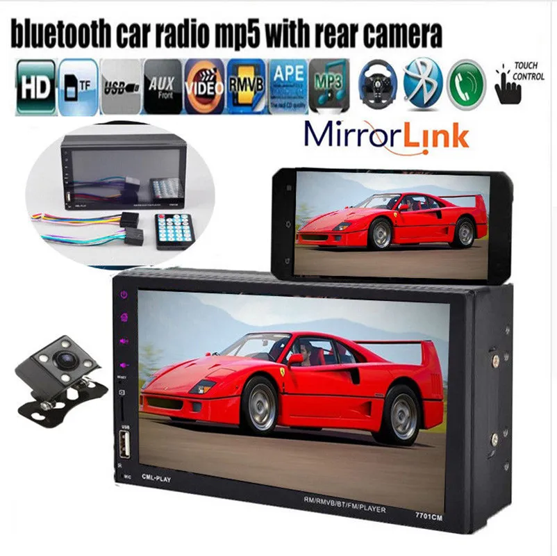 

7701 2 Din 7 "Touch Screen MP5 Player Auto Multimedia Speler Autoradio 2din Stereo Video MP5 Speler Auto Radio Backup Camera