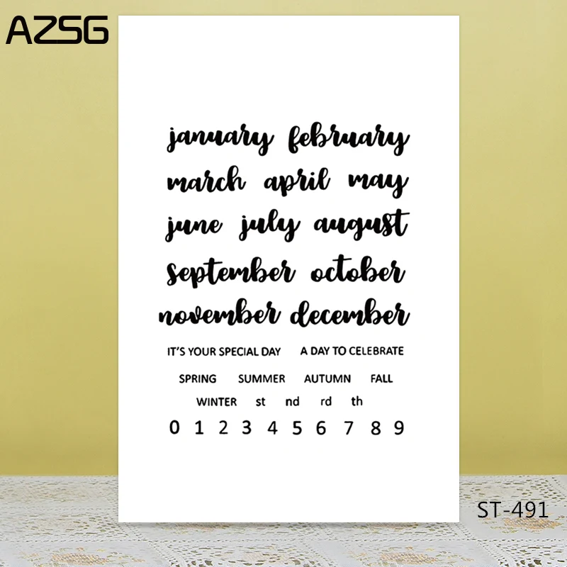 

AZSG Month Season Number Calendar Clear Stamps/Seals For DIY Scrapbooking/Card Making/Album Decorative Silicone Stamp Crafts