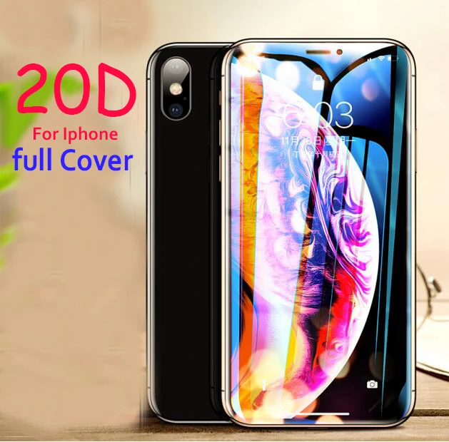

20D Protective Glass Film on the For IPhone 7 6 6s 8 Plus Glass Screen Protector For IPhone X XR XS Max 6s 8 7 Full Curved Glass