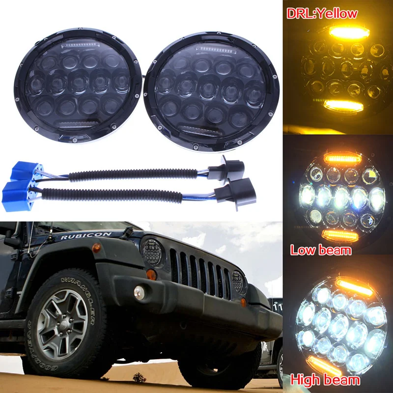 For Jeep wrangler Projector Lens Headlight 7 Inch 75W Led Headlight