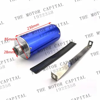 

high quality Universal Motorcycle Scooter 28mm blue Exhaust Muffler Pipe For 50 110 125 CC Pit Dirt Bike Quad ATV