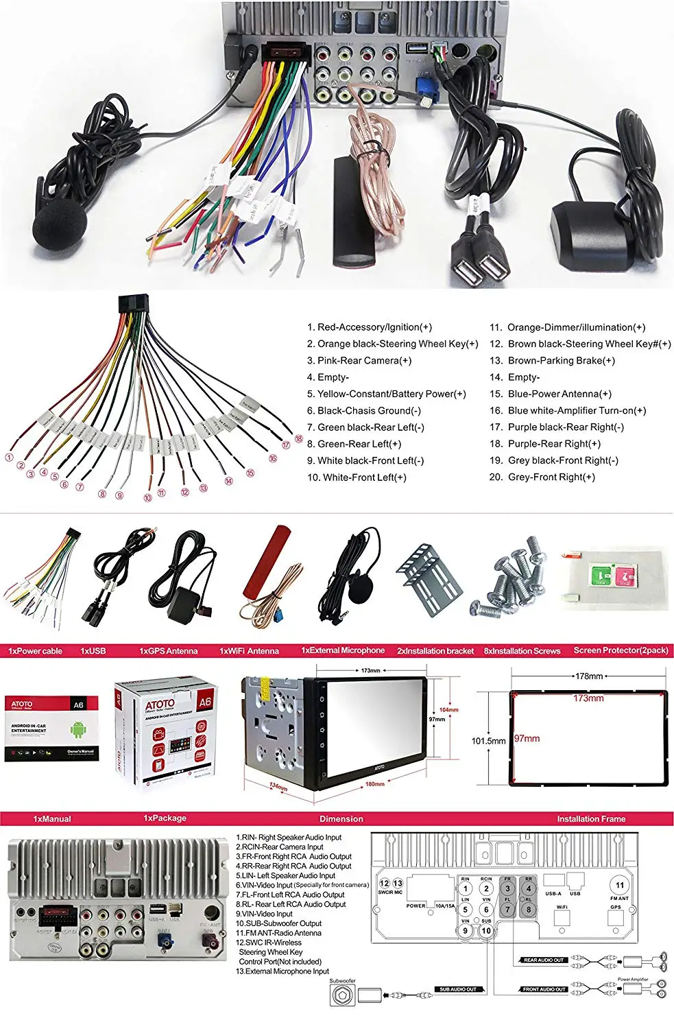 ATOTO A6 Doubel Din Android авто радио GPS Navi плеер/2 * Bluetooth/A6Y2721P 2G + 32G/2A Быстрая зарядка/Indash