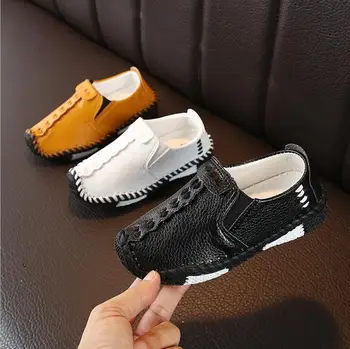 

Boy'sshoes Children England Style Boys Leather Shoes Baby Boys Sewing Casual Shoes PU Leather Autumn Soft Sole Sneakers