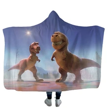 Новейшее одеяло с капюшоном и динозавром из мультфильма для детей, Модный зимний теплый мягкий плюшевый конверт с капюшоном для взрослых, 130*150 см/150*200 см