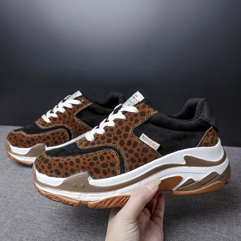 

2018 Leopard Print Women Sneakers Casual Shoes Trends Ins Female Flats Platform Spring Autumn Lace Up Shoes Woman 15D50