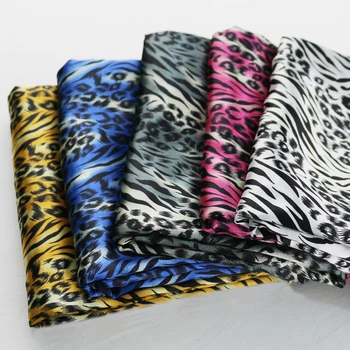 

Africa Wild Leopard Printed Satin Cloth Soft Diy Scarf Fabric Charmeuse