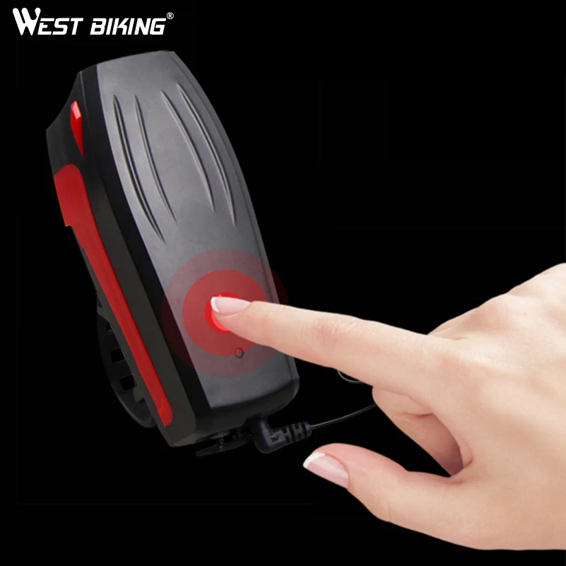 Top WEST BIKING Bicycle Lights with 130 db Bells T6 LED Front Light 5 Modes Cycling Flashlight Rainproof Headlight MTB Bike Light 2