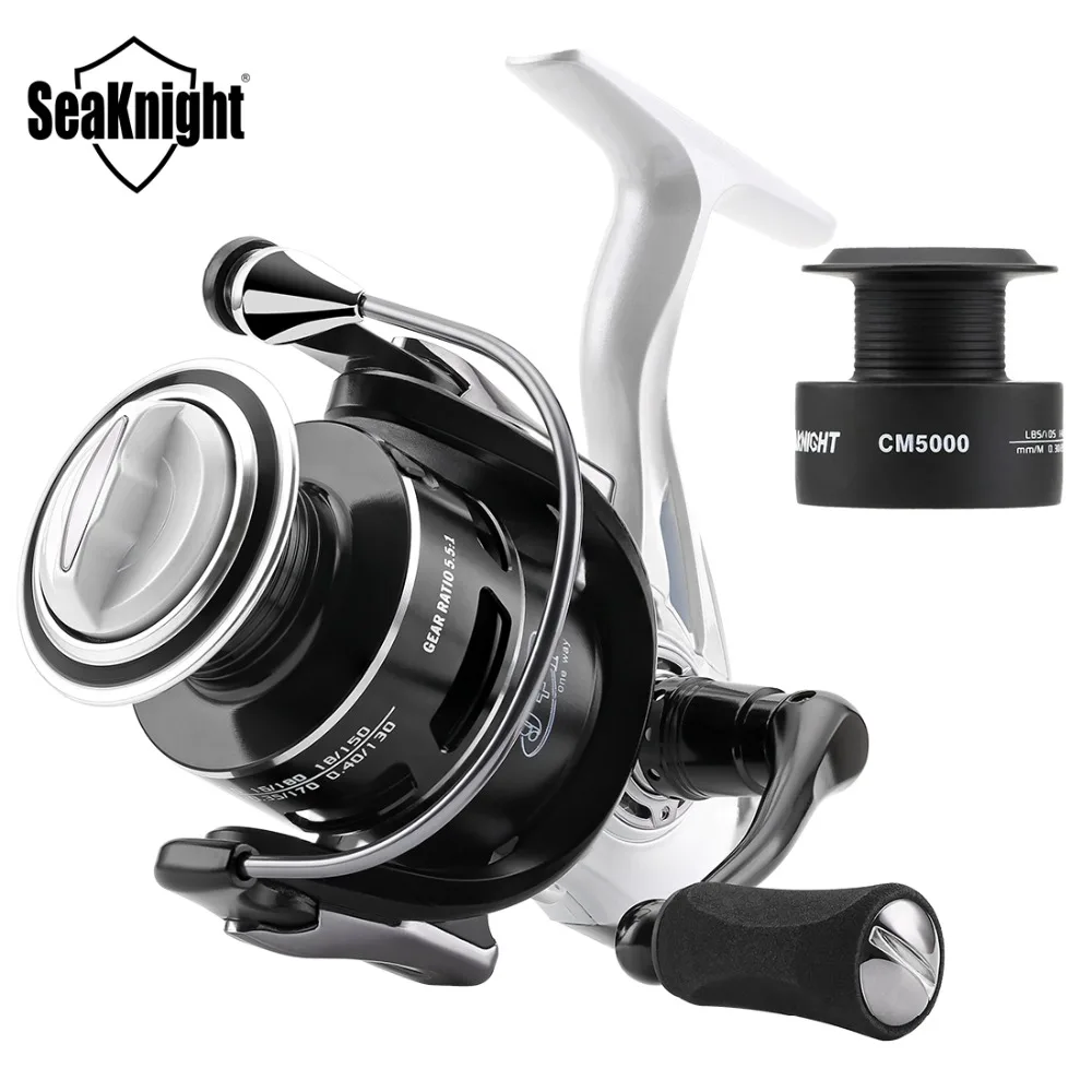 

SeaKnight 5.5:1 CM II 2000 3000 4000 5000 Spinning Reel for Spinning Fishing Carbon Fiber Drag System 7-13KG MAX Power 2 Spool