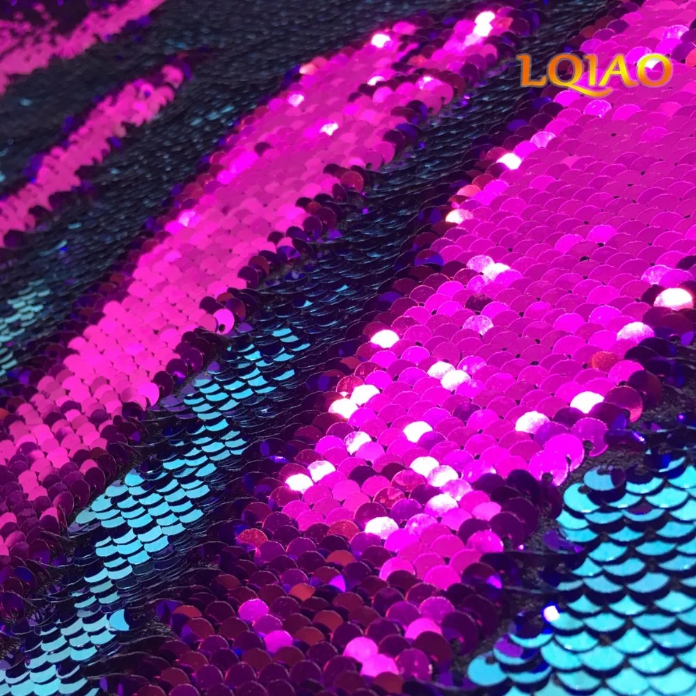 Turquoise Fuchsia Sequin Fabric-2