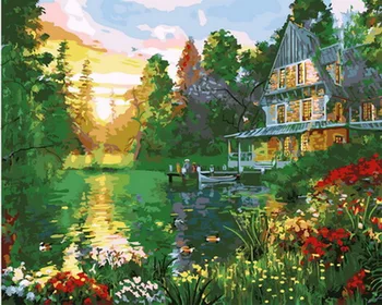 

Frameless oil painting by numbers paint by number for home decor oil picture painting 5065cm lake