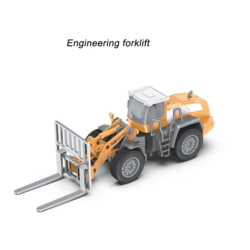 Бульдозер автомобиль+ инженерный дорожный каток+ вилочный погрузчик+ лопата погрузчик легированная головка 1:55 имитационная машина игрушки развивающий подарок