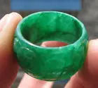 

11694 rare Chinese green hard jade man or woman hand carved ring