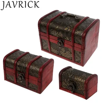 

3Pcs Different Sizes Vintage Wooden Storage Pirate Treasure Chest Jewelry Box