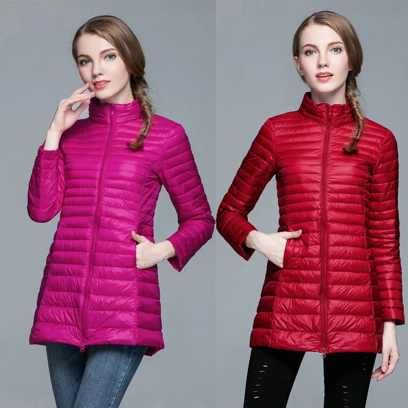 8 Colors Optional Winter New White Duck Down 90% Women Long Jacket Slim Women Down Coats Size S-4XL